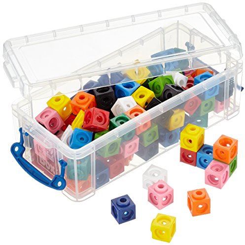 Dick-System 170100 100 Steckwürfel 10-farbig in der Box, Kantenlänge 1,7 cm