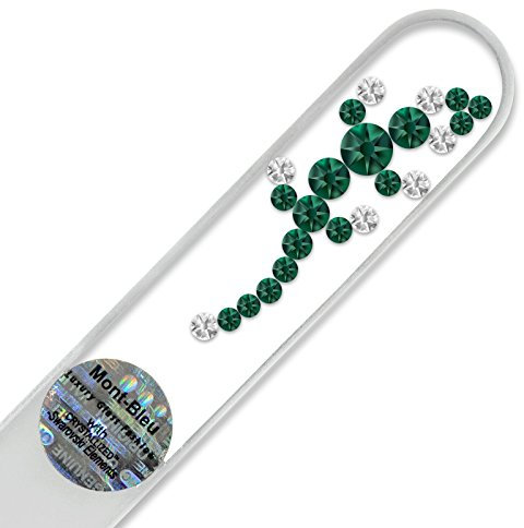 Glasnagelfeile von Hand dekoriert mit Swarovski Elements, geliefert in einer Hülle aus schwarzem Samt - Echtem gehärteten Glas aus Tschechien