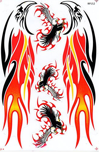 DD Adler Flammen Feuer rot Sticker Aufkleber Folie 1 Blatt 270 mm x 180 mm wetterfest