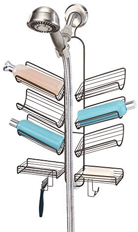 iDesign 68541EU Verona Badezimmer/Dusch-Caddy für Handbrausen für Shampoo, Conditioner, Seife, 35,6 x 10,1 x 63,5 cm, bronze, stahl