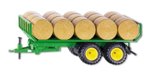 siku 2891, Rimorchio per rotoballe, 1:32, Metallo e Plastica, Verde, Con 15 rotoballe, Compatibile con ganci di traino posteriori standard di siku