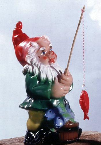 Frankenland Design Gartenzwerg als Angler, ca. 29 cm hoch, PVC
