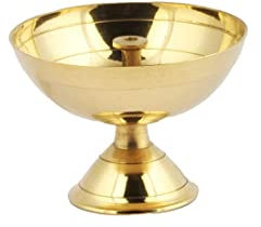 Shubhkart Handgefertigte indische Öllampe aus massivem Messing, Pyali Diya für Puja und andere religiöse Rituale, Heimdekoration, Büro und Tempel, festliche Geschenke (groß)