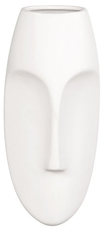 Howard Elliott Collection Oval Wall Hanging Face Sculpture, Contemporary Ceramic Accent for Entryway, Living Room, Hallway or Bedroom Decor, Matte White