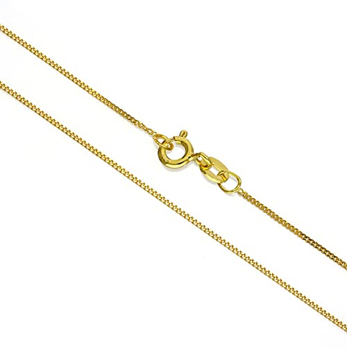 jewellerybox Yellow Gold Dipped Sterling Silver Fine Diamond Cut Curb Chain 16-22 Inches