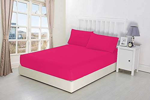 Extra Deep Fitted Sheets 16/40CM Deep Luxury Percale in 15 Colours (Fuschia, Super King)