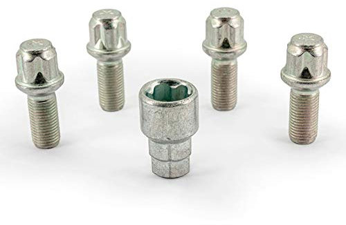 H&R Felgenschloss-Set R14 M14x1.50x28mm Kugelbund - 4 Felgenschloss-Schrauben inkl. Adapter