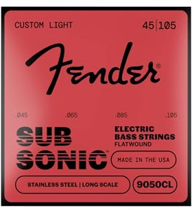 Fender SubSonic™ 9050CL Bass Strings, Flatwound Stainless Steel, Long Scale, Gauges .045-.105, (4)