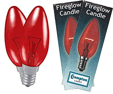 Crompton 2 X Fireglow Candle 40W Small Edison Screw Lamp, E14, 40 W