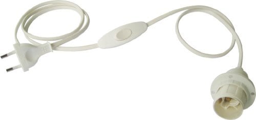 Electraline 70523 Cablaggio Bipolare e Portalampada E27, Interruttore e Spina, Bianco
