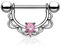 Paula & Fritz® Brustwarzen-Piercing Brustpiercing Frau Maenner Intimpiercing Mann Nippelpiercing Edelstahl Chirurgenstahl 316L Filigraner Bogen 1.6mm Zirkonia Pink