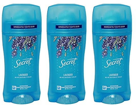 Secret Antiperspirant and Deodorant for Women, Fresh Invisible Solid, Luxe Lavender Scent, 2.6 Oz Pack of 3