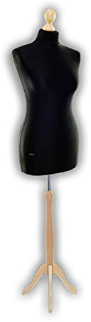 | Schneiderpuppe von LUCCESI | Zum Probierpreis ! | weibliche Büste / Torso Größe/Size: L (40-42) | Bezug schwarz | Standfuss buche | weitere Größen (Female) 34/36 - 44/46 | Damen - Schneiderbüste