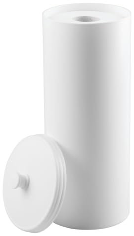 iDesign 93391EU Kent Freistehender WC-Rollenhalter für Bad, 16,002 x 16,002 x 39,37 cm, weiß, Plastik
