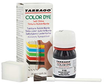 Colori e Tinture per Scarpe o Borse 25 ml | Pelle Naturale e Sintetica | Con Pennello e Spugna Applicatore (116 Marrone Profondo)