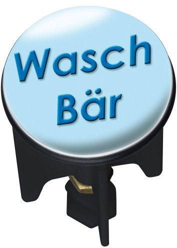 WENKO 20718100 Waschbeckenstöpsel Pluggy Waschbär Abfluss Stopfen, Messing, Kunststoff, Durchmesser 3.9 x 6.5-9.5 cm, blau