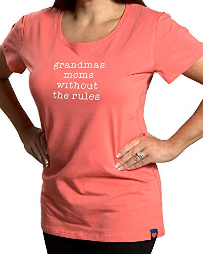 Pavilion Gift Company Women's Grandmas: Moms without The Rules Semi-Fitted T-Shirt, Coral, Small