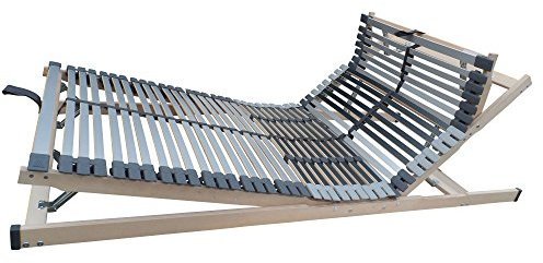 FMP Matratzenmanufaktur 7 Zonen Lattenrost MediBalance, 44 Federholzleisten, Mittelgurt, Verstellbarer Sitz- und Schlafkomfortrahmen mit Dreifachverstellbarkeit 100x200 cm, fertig montiert