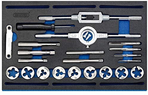 Draper 63520 Combination Tap and Die Metric and BSP in Eva Foam Insert Tray ,Blue,22 Piece Set