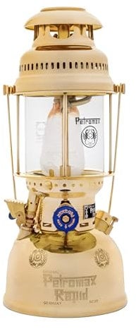 Petromax HK 500 Petroleumleuchte - Petroleumlampe für Camping, Garten und Balkon - mit Starklichttechnik und Lichtleistung über 400 Watt - nostalgisches Design aus Messing