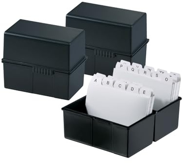HAN Karteibox DIN A7 quer – innovatives, attraktives Design für 300 Karteikarten mit Stahlscharnier und Schnappverschluss, schwarz, 977-13, 3 STÜCK