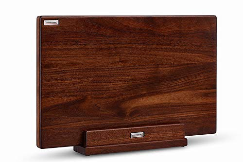 Schneidboard Nussbaum Inkl. Halter - Design Schneidebrett Aus Holz Mit Halter - Made in Germany - 45x29x3,8 cm