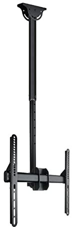 TooQ LPCE1155TSLI-B - Soporte de techo extensible, inclinable y giratorio para monitor/TV/LED de 32 -55, rotacion 360º, hasta 50 Kg de peso, ajustable 1060mm y 1560mm,VESA hasta 400x400, color negro