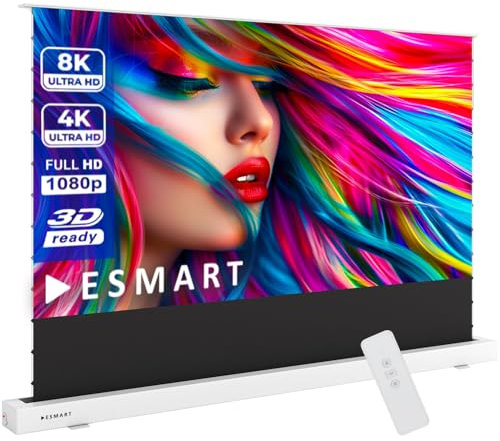 ESMART Expert FSX ALR CBSP Écran de Tension 264 cm Image 244 x 137 cm (110) 16:9 | Télécommande Radio | Écran de projecteur motorisé à Haut Contraste pour cinéma Maison UKD Laser - Blanc