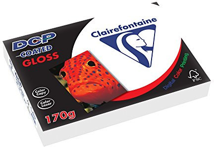 Clairefontaine 6851C Druckerpapier DCP Premium Kopierpapier für farbintensiven Bilderdruck, DIN A4, 21 x 29,7cm, 170g, 1 Ries mit 250 Blatt, glänzend Weiß gestrichen