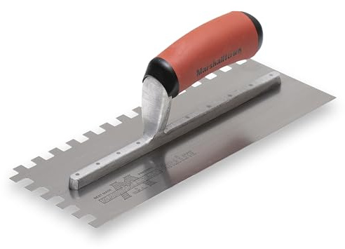 MARSHALLTOWN Standard Notched Trowel, Square Notch, 10x10x10 mm, DuraSoft Right-Handed Handle, Made in USA, 5779SD