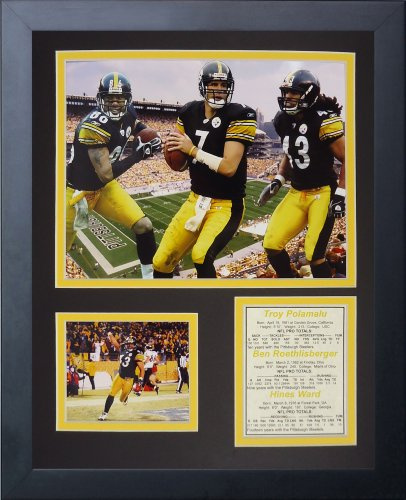 Legenden Sterben Nie Pittsburgh Steelers 2000 's Big 3 gerahmtes Foto Collage, 11 x 35,6 cm