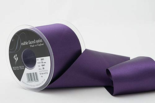 Berisfords Double Faced Satin Ribbon, BlackBerry, 70 mm Width, 20 metre Length