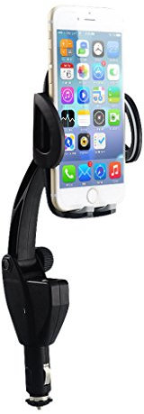 King of Flash Universal Car Smartphone Holder Mount Dock Station With Dual USB Car Charger, Lighter, 180 Degree Goose Neck, 360 Degree Holder Compatible for iPhones, Galaxys, Xperia, Nexus, HTC