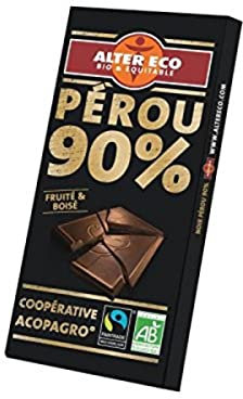 Alter Eco Chocolat noir du Pérou, fruité et boisé 90% - La tablette de 100g