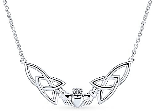 Bling Jewelry Personalisieren Sie Traditionelle Irische Bff Keltische Trinity Freundschaft Liebe Knot Claddagh Halskette Bahnhof Anhänger Für Frauen Teen .925 Sterling Silber Anpassbar