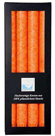 Kerzenfarm Hahn Stearin-Stabkerze-Set Orange 4 Stück