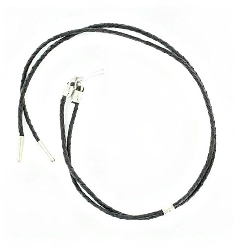 M&F Western Products Braided Vinyl Stampede String, Silver Slide, Cotter Pin Attachment, 24 Inch, Black