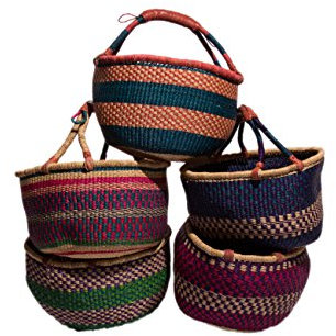 EINKAUFSKORB/GHANA-KORB/BOLGA RUNDKORB CA. 35CM - HANDARBEIT - FAIR TRADE