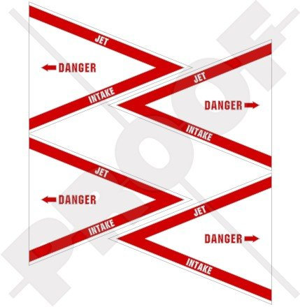 Vinyl-Aufkleber, Motiv: Danger Jet Intake US Navy USAF, 50 mm, 4 Stück
