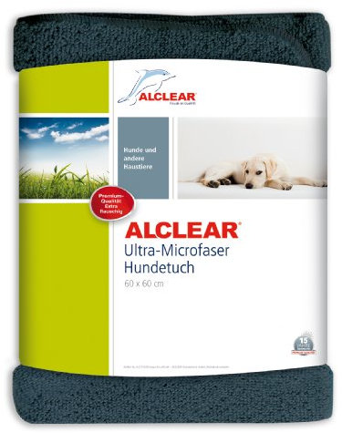 ALCLEAR A257341Dog Hundetuch Katzentuch Haustiertuch aus reinigender, weicher Ultra-Microfaser, 60x60 cm, grau, saugt Wasser, pflegt Ihren liebsten Schatz