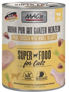 MAC's Cat Huhn Pur und ganzen Geflügelherzen (getreidefrei) 6 x 800 g