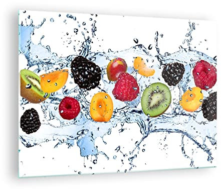 Moderne Impression sur Verre Eau fruits frais nourriture Image Tableau en Verre Decoration Murale 70x50cm Deco Cadre Salon Chambre Cuisine Horizontal Petit Tableaux Decoratifs Muraux Art GAA70x50-2675