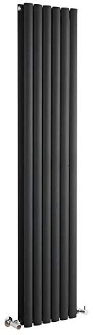 Milano Aruba Black Vertical Double Oval Panel Radiator - 1600mm x 354mm