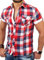 Reslad Herren bügelfreies Kurzarm Hemd Brusttaschen Freizeit Sport Sommer Männer Oberteile Body Neu RS-7065 Rot-Weiß XXL