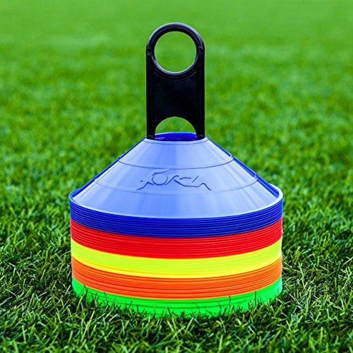 FORZA Markierungshütchen | 10 leuchtende Farboptionen – Premium hütchen mit Ständer, Für Fußball-, Rugby- und Fitnessübungen [50er- oder 1000er-Pack]
