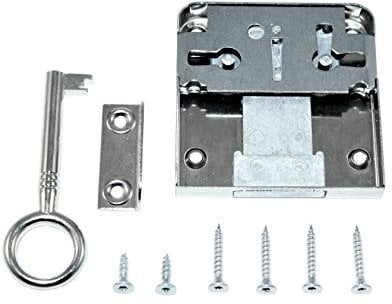 SN-TEC Aufschraubschloss/Möbelschloss/Schrankschloss mit Zuhaltung, Dornmaß: 40mm, (Gesamttiefe 59mm), rechts/links/LAD verwendbar incl. Schließblech incl. Montagematerial