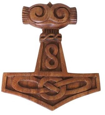 Hammer Celtic Knot Hand Carved Wooden Wall Art-Viking