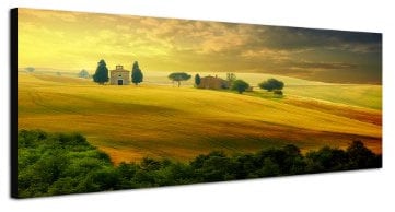 Italien Toskana 150x50cm Panorama Wandbild auf Leinwand und Keilrahmen fertig zum aufhängen - Unsere Bilder auf Leinwand bestechen durch ihre ungewöhnlichen Formate und den extrem detaillierten Druck aus bis zu 100 Megapixel hoch aufgelösten Fotos.