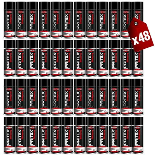 PRITEX – Zinkspray Dunkel 48 x 400 ml als Rostschutz für Metalle – Korrossionsschutz Grundierung – hitzebeständige Rostschutzfarbe bis +500°C – hervorragendes Haftvermögen & hohe Abriebfestigkeit