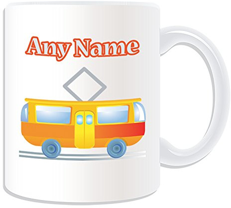 Personalisiertes Geschenk – City tram Tasse (Design Thema, weiß) – Für jede Nachricht/Name auf Ihrem Einzigartig – Treiber Fahrzeug Automarke Public Trolley Track Bahnhof metrolink Metro Underground London Tube Train Subway
